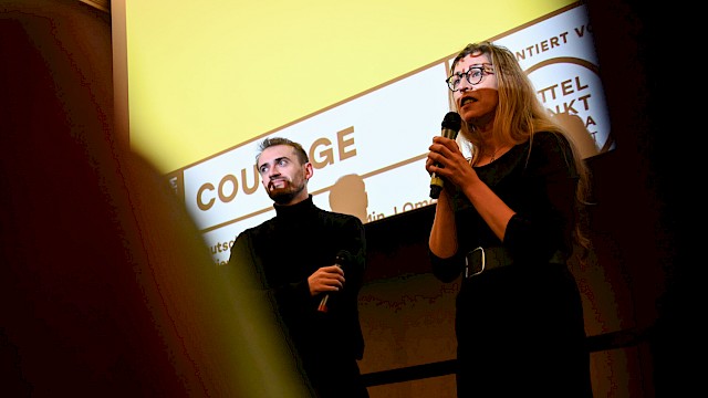 Jubiläum 40 Jahre Filmstadt München im Neuen Maxim | Aliaksei Paluyan (Regisseur COURAGE), lna Valitskaya (Mittel Punkt Europa Filmfest) ©Ronny Heine